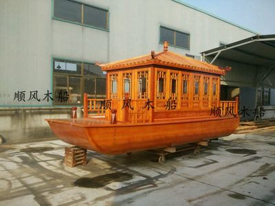 云南贵州木船出售仿古画舫船 单亭船 水上旅游船 电动观光客船